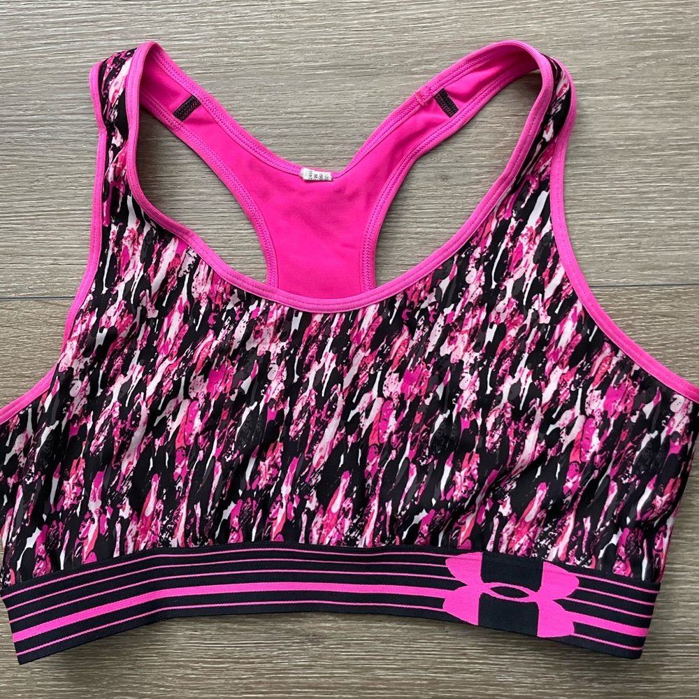 Under Armour sports bra. Color: pink. Size: large